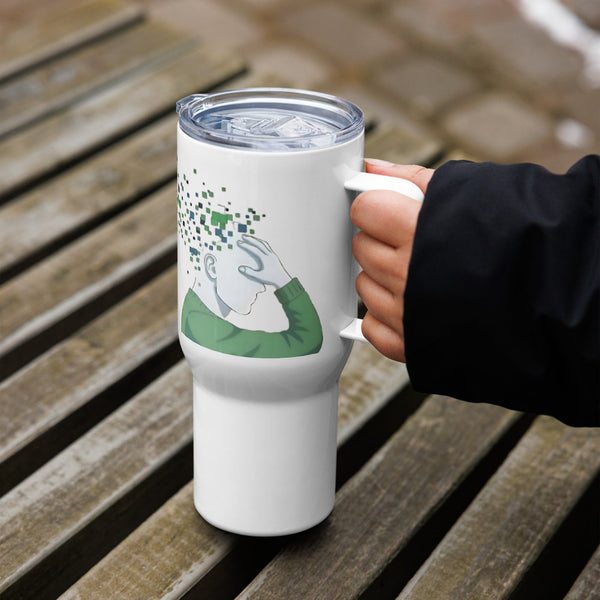 ILLTOCHILL TBI Traumatic brain injury support gift Travel mug with a handle – Lifestyle 6 Left