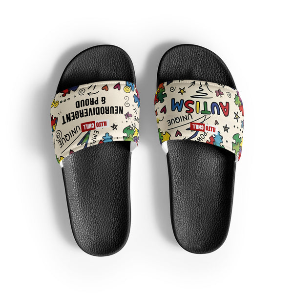 ILLTOCHILL Autism Awareness Men's Slides – Flat Front (Autism Awareness Men's Slides)