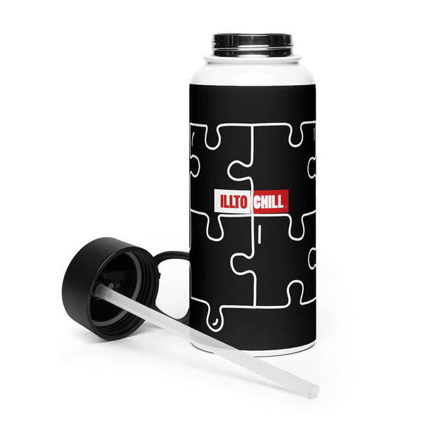 ILLTOCHILL Autism awareness neurodiversity gift Stainless steel water bottle with a straw lid – Flat 2 Left