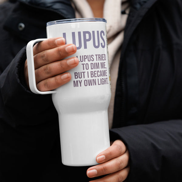 ILLTOCHILL Lupus awareness gift Travel mug with a handle – Lifestyle 4 Right