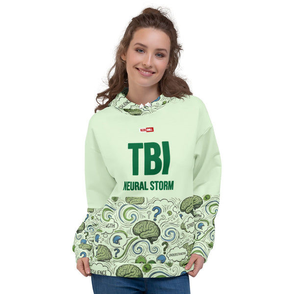 ILLTOCHILL TBI Traumatic brain injury support gift unisex heavyweight Hoodie – Women's Front (White)