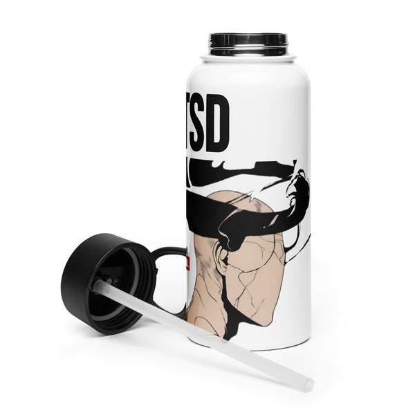 ILLTOCHILL CPTSD awareness gift Stainless steel water bottle with a straw lid – Flat 2 Left