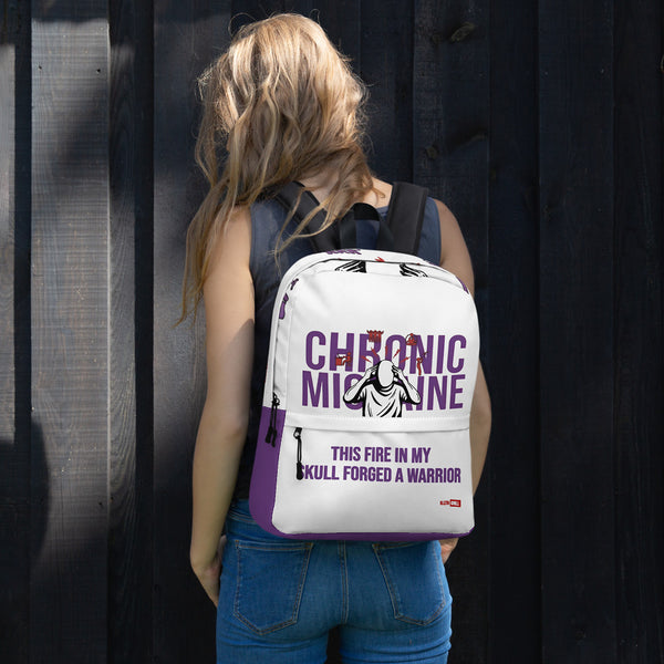 ILLTOCHILL Chronic Migraine Awareness Backpack – Women's Lifestyle Front (Clear)