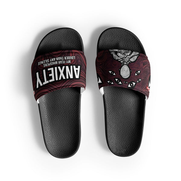ILLTOCHILL Anxiety Awareness Men's Slides – Flat Front (Anxiety Awareness Men's Slides)