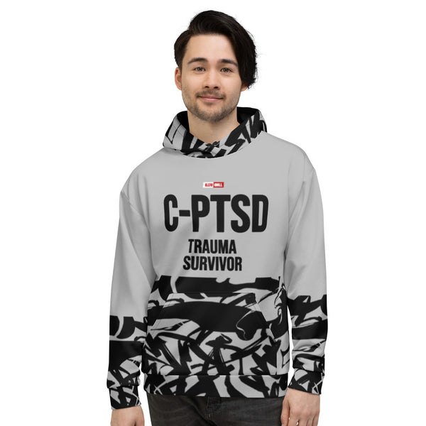 ILLTOCHILL CPTSD awareness Complex Post-Traumatic Stress disorder gift heavyweight Unisex Hoodie – Men's Front (Black)