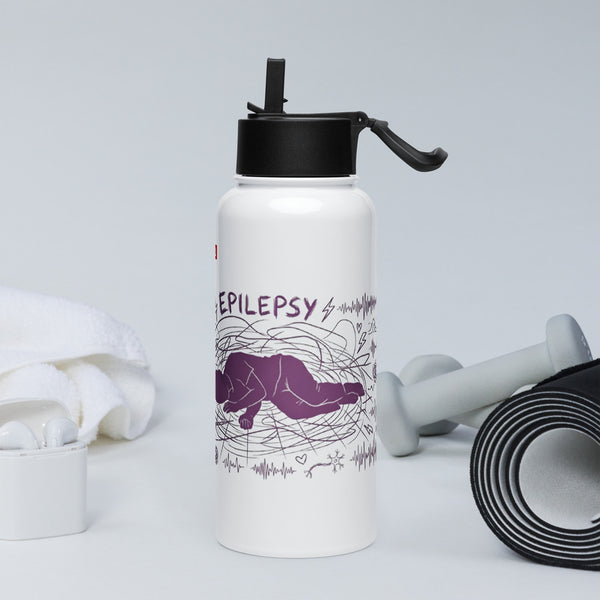 ILLTOCHILL Epilepsy awareness gift Stainless steel water bottle with a straw lid – Lifestyle 2 Left