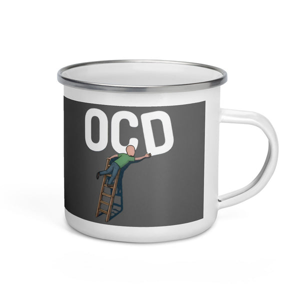ILLTOCHILL OCD awareness Obsessive-Compulsive Disorder gift Enamel Mug – Default Right