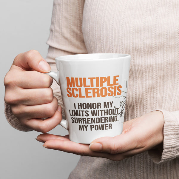 ILLTOCHILL MS awareness Multiple Sclerosis support gift Latte mug – Lifestyle 1 Left