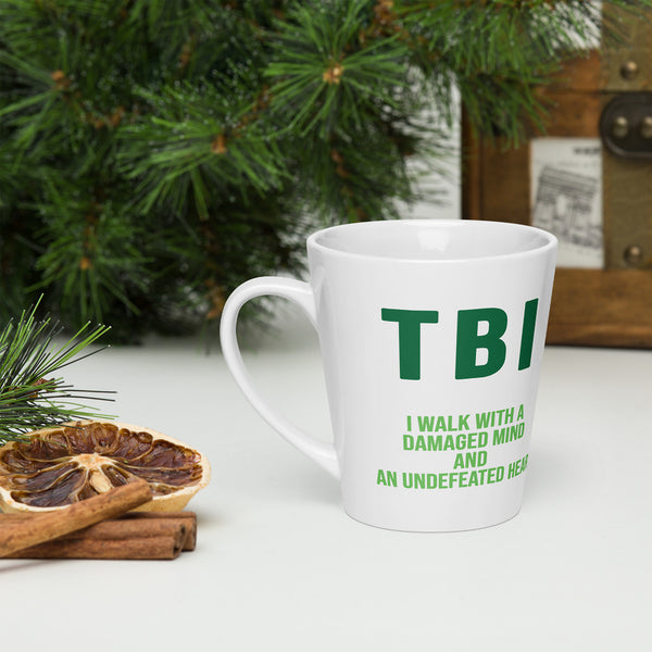 ILLTOCHILL TBI Traumatic brain injury support gift Latte mug – Lifestyle 3 Left