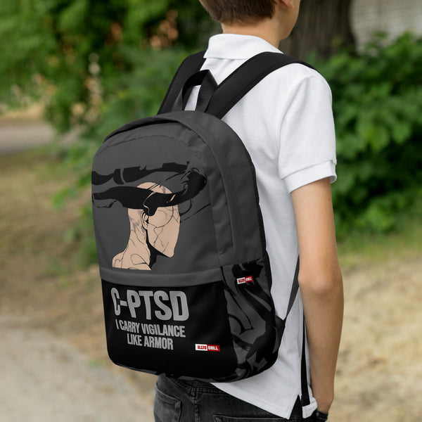 ILLTOCHILL C-PTSD Support Backpack – Lifestyle Right (Black)