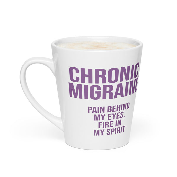 ILLTOCHILL Chronic Migraine awareness and support gift Latte mug – Flat 2 Left