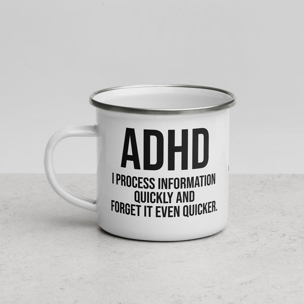 ILLTOCHILL Adhd Attention deficit awareness gift Enamel Mug – Lifestyle 3 Left
