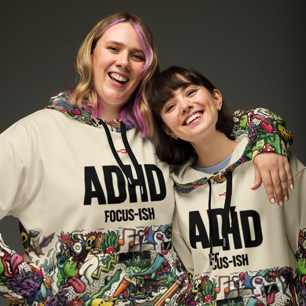 ILLTOCHILL ADHD awareness Attention Deficit Hyperactivity Disorder heavyweight Unisex Hoodie – Couples Front (Black)