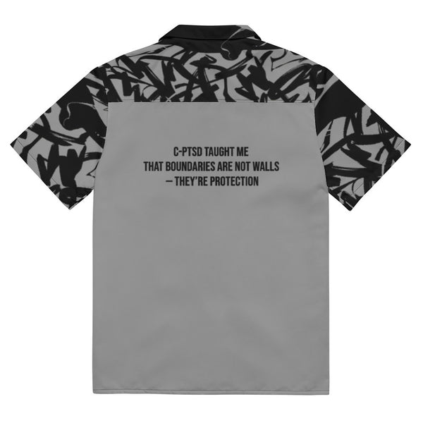 ILLTOCHILL CPTSD awareness Complex Post Traumatic Stress Disorder Unisex button shirt – Flat Back (Black)