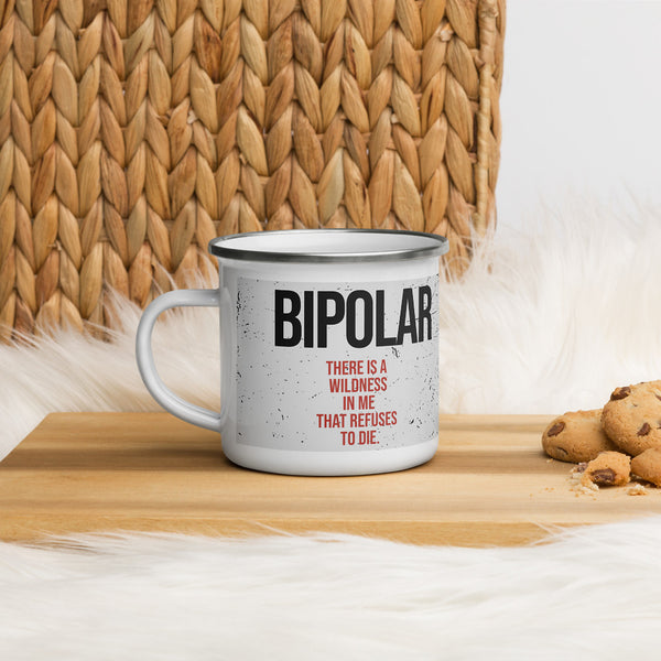 ILLTOCHILL Bipolar disorder gift Enamel Mug – Lifestyle 4 Left