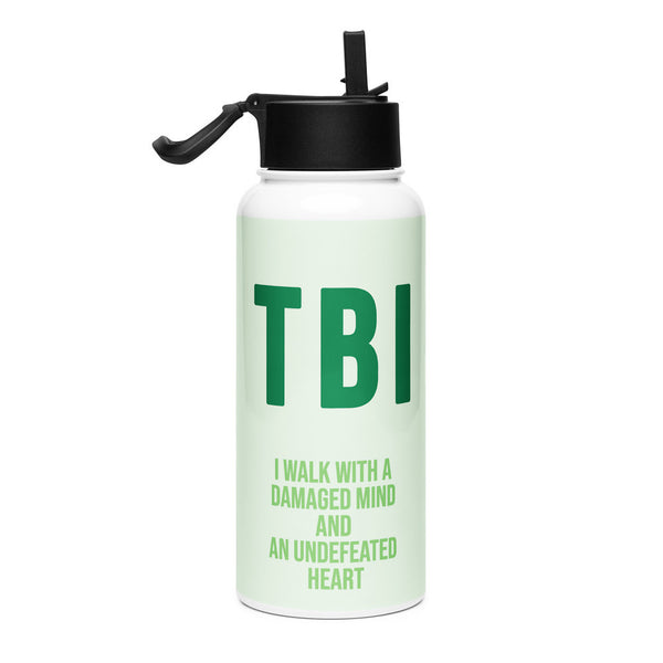 ILLTOCHILL TBI Traumatic brain injury support gift Stainless steel water bottle with a straw lid – Flat Right
