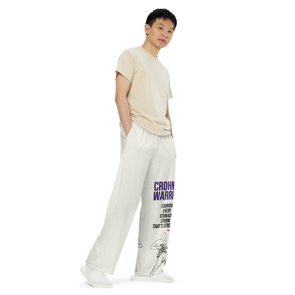 ILLTOCHILL Crohn's Disease Awareness Pants – Men's Right Front (White)