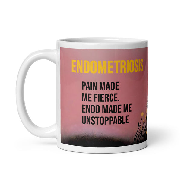 ILLTOCHILL Endometriosis awareness Endo warrior gift White glossy mug – Default Handle on Left