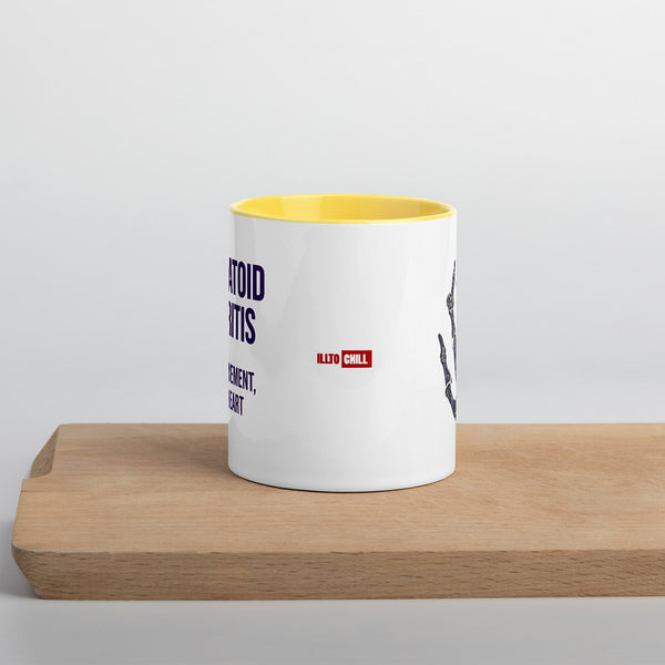 ILLTOCHILL RA awareness Rheumatoid Arthritis support gift Mug with Color Inside – Lifestyle Front