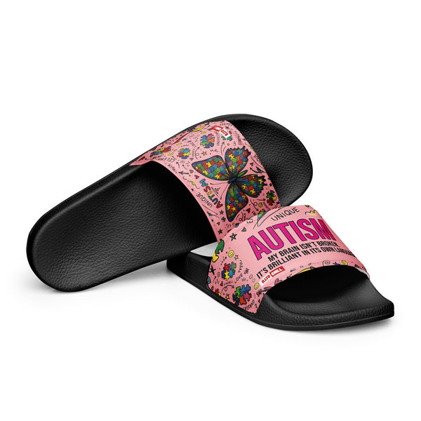 ILLTOCHILL Autism Awareness Women's Slides – Flat 4 Front (Autism Awareness Women's Slides)