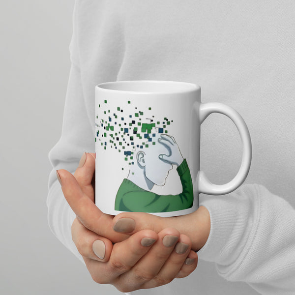 ILLTOCHILL TBI Traumatic brain injury support gift white glossy mug – Lifestyle 3 Handle on Right