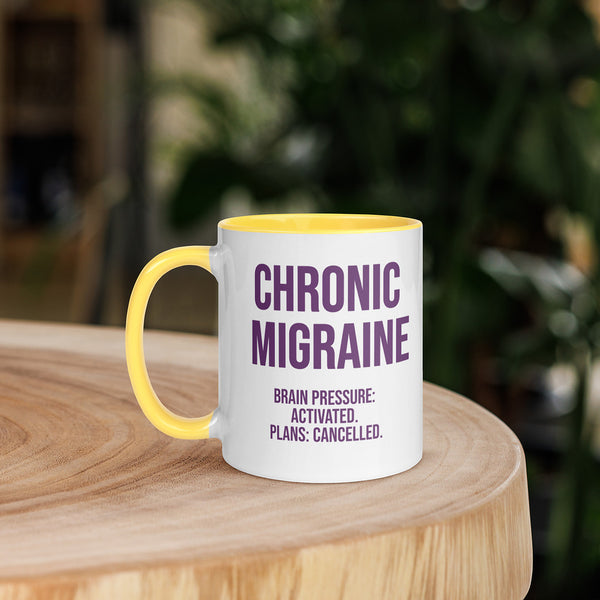 ILLTOCHILL Chronic Migraine awareness gift Mug with Color Inside – Lifestyle 5 Left