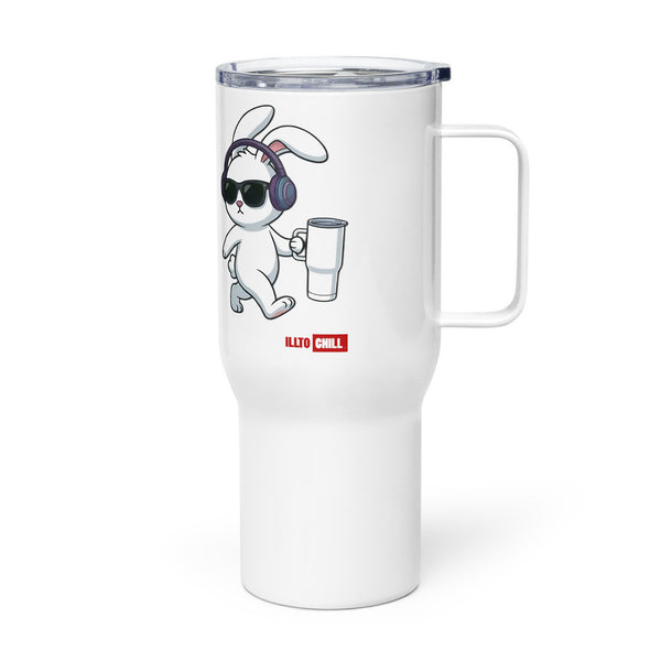 ILLTOCHILL Hard of hearing support gift for hearing impaired Travel mug with a handle – Flat Left