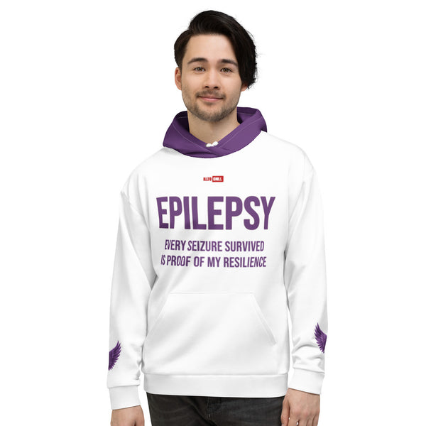 ILLTOCHILL Epileptic seizues awareness epilepsy gift heavyweight Unisex Hoodie – Men's Front (White)
