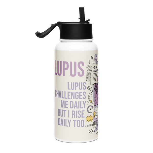 ILLTOCHILL Lupus awareness gift Stainless steel water bottle with a straw lid – Flat Right