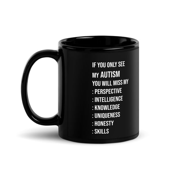 ILLTOCHILL Autism awareness neurodiversity gift Black Glossy Mug – Flat Handle on Left