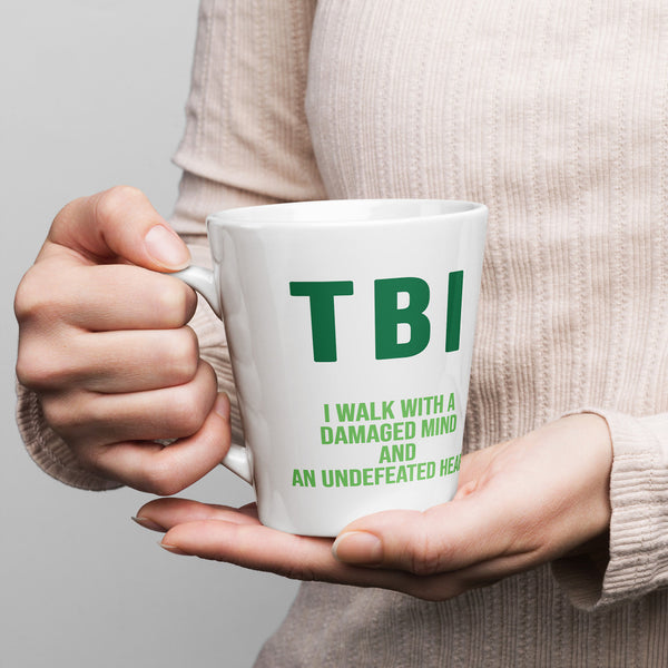 ILLTOCHILL TBI Traumatic brain injury support gift Latte mug – Lifestyle 1 Left