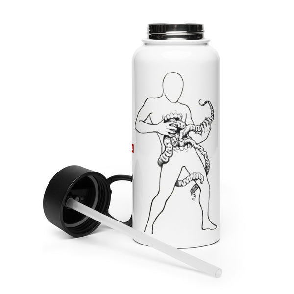 ILLTOCHILL Crohn's disease awareness gift Stainless steel water bottle with a straw lid – Flat 2 Left