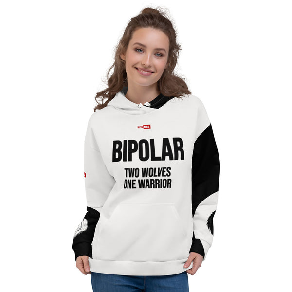 ILLTOCHILL Bipolar disorder gift heavyweight Unisex hoodie – Women's Front (White)