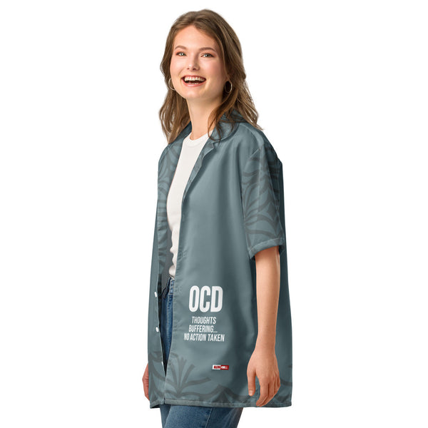 ILLTOCHILL OCD awareness Obsessive-Compulsive Disorder Unisex button shirt – Women's 2 Left Front (White)