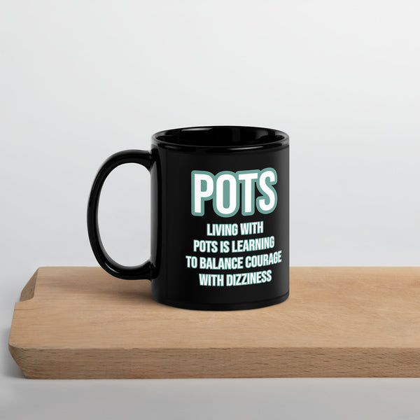 ILLTOCHILL POTS awareness gift Black Glossy Mug – Lifestyle 3 Handle on Left