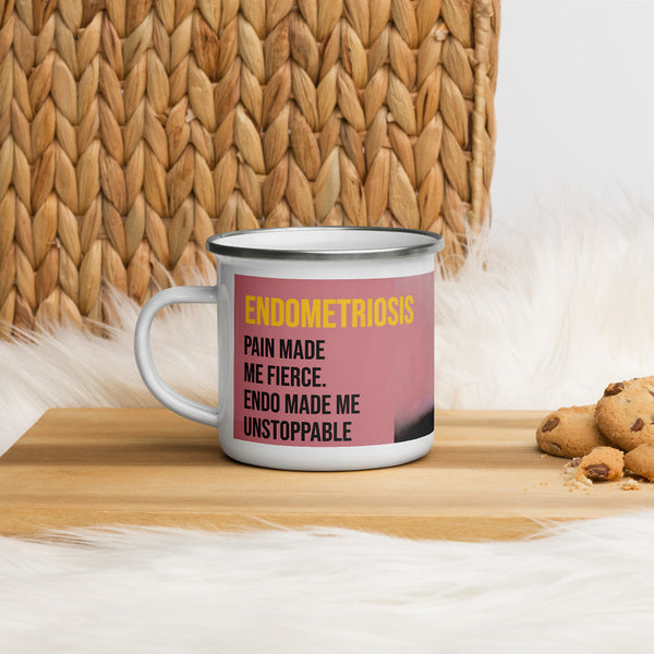 ILLTOCHILL Endometriosis awareness Endo warrior gift Enamel Mug – Lifestyle 4 Left