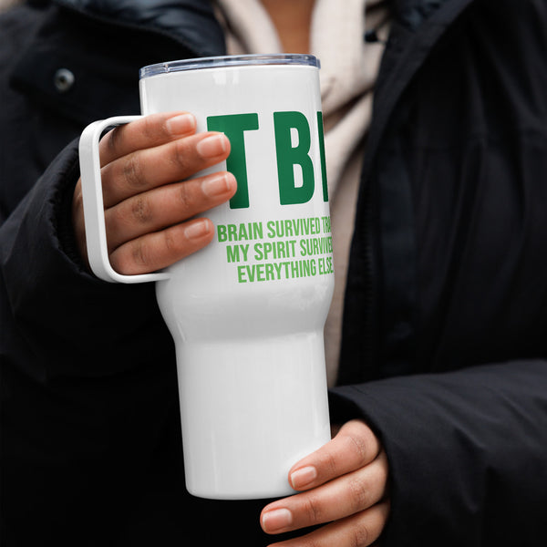 ILLTOCHILL TBI Traumatic brain injury support gift Travel mug with a handle – Lifestyle 4 Right