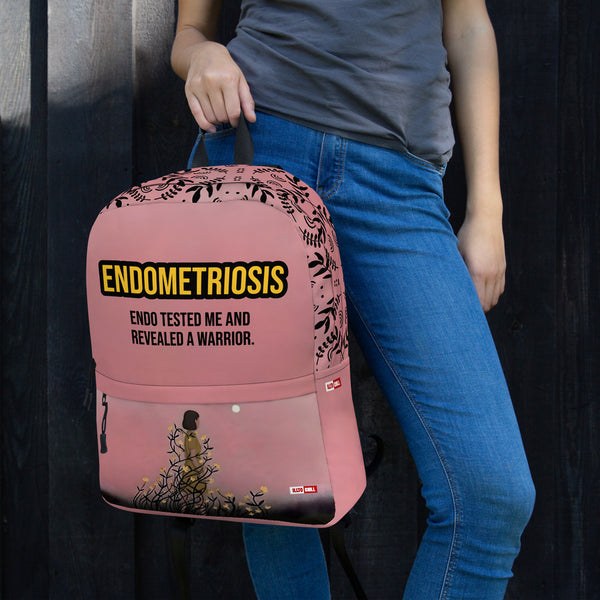 ILLTOCHILL Endometriosis Awareness Backpack – Women's Lifestyle Left (Black)