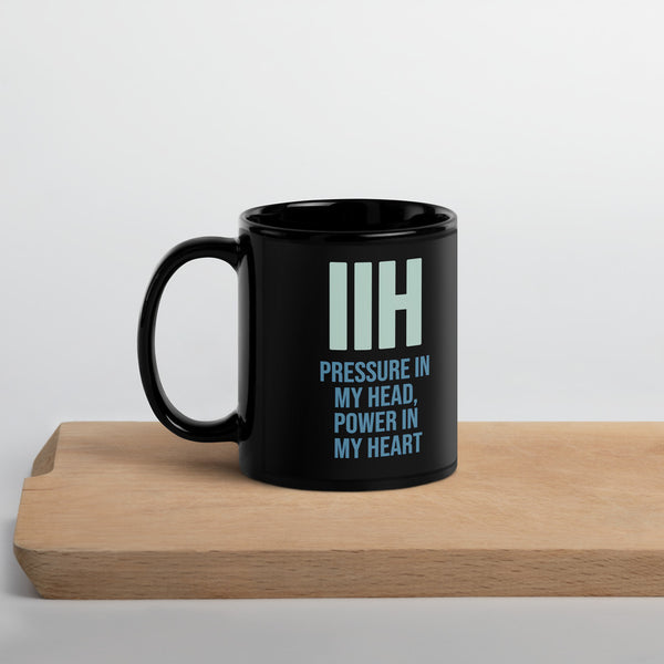 ILLTOCHILL IIH awareness Idiopathic Intracranial Hypertension support gift Black Glossy Mug – Lifestyle 3 Handle on Left
