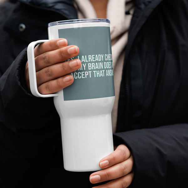 ILLTOCHILL OCD awareness Obsessive-Compulsive Disorder gift Travel mug with a handle – Lifestyle 4 Right