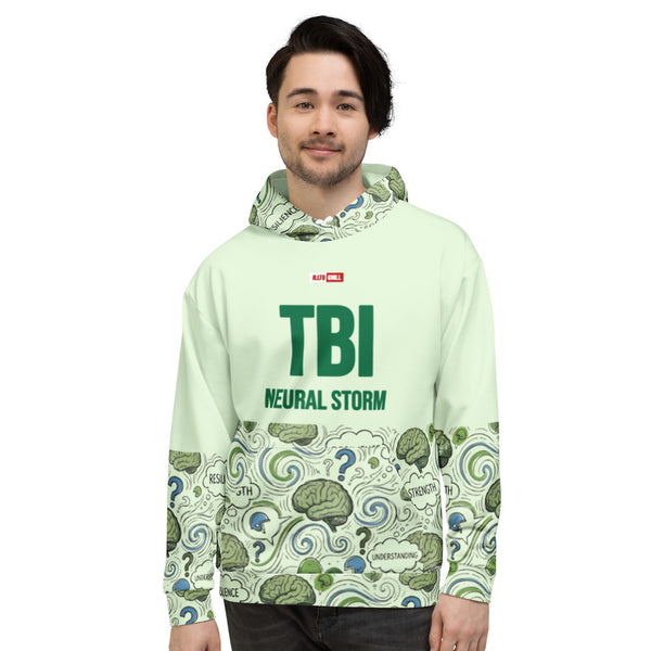 ILLTOCHILL TBI Traumatic brain injury support gift unisex heavyweight Hoodie – Men's Front (White)