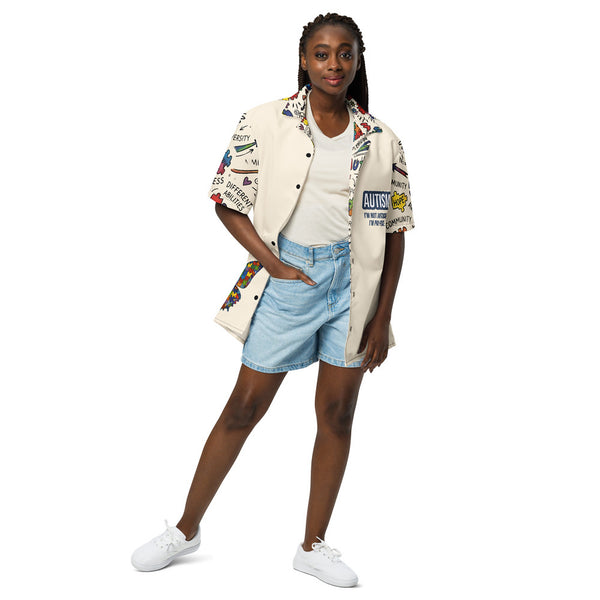 ILLTOCHILL Autism awareness and support Neurodiversity Unisex button shirt – Women's Front (Black)