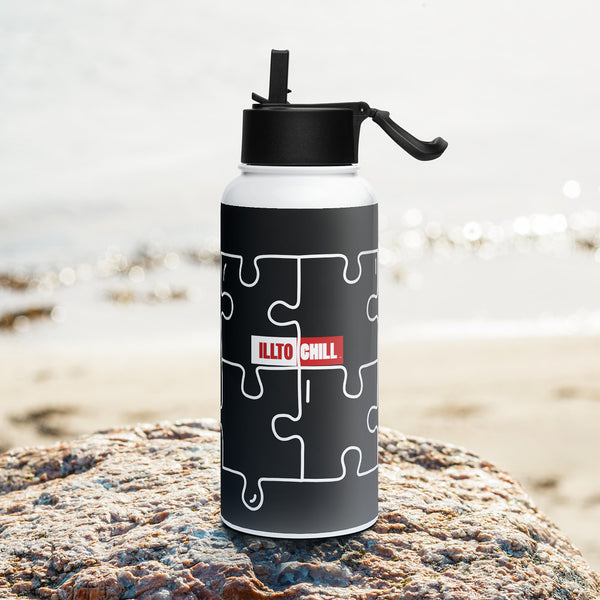 ILLTOCHILL Autism awareness neurodiversity gift Stainless steel water bottle with a straw lid – Lifestyle 3 Left