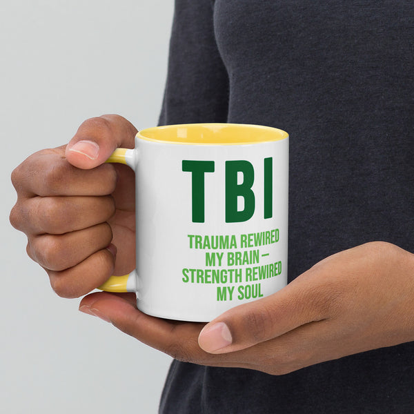 ILLTOCHILL TBI Traumatic brain injury support gift Mug with Color Inside – Lifestyle 3 Left