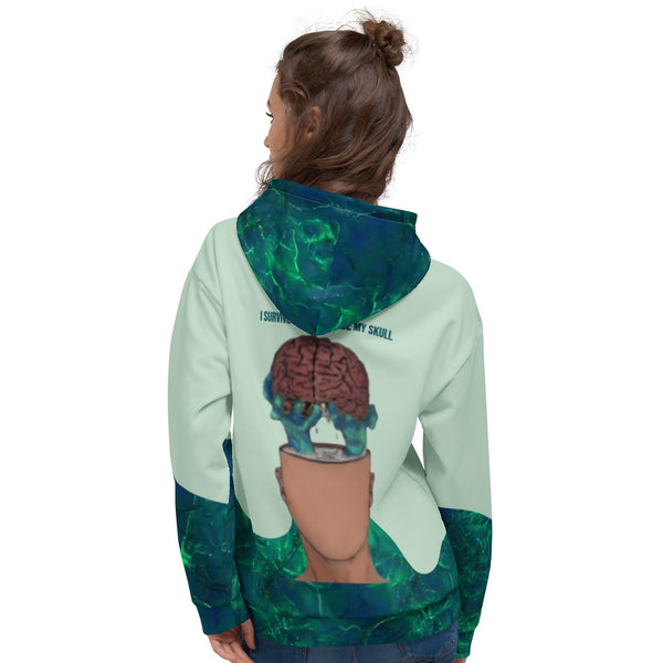 ILLTOCHILL IIH awareness Idiopathic Intracranial Hypertension support gift heavyweight Unisex Hoodie – Women's Back (White)