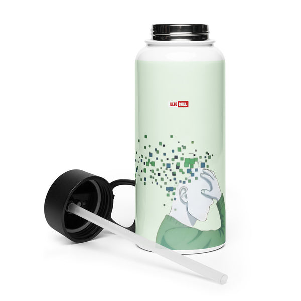 ILLTOCHILL TBI Traumatic brain injury support gift Stainless steel water bottle with a straw lid – Flat 2 Left