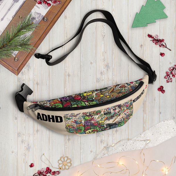 ILLTOCHILL ADHD Awareness Fanny Pack – Holiday season Front (Black)