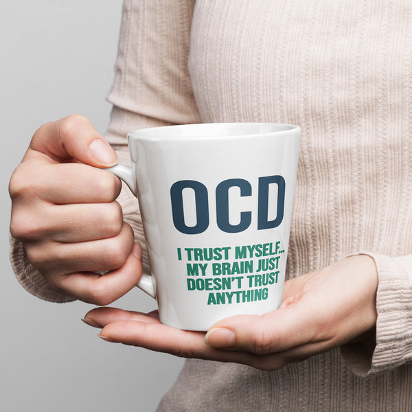 ILLTOCHILL OCD awareness Obsessive-Compulsive Disorder gift Latte mug – Lifestyle 1 Left