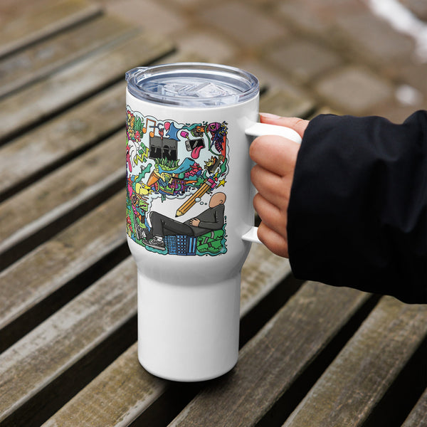 ILLTOCHILL Adhd Attention deficit awareness gift Travel mug with a handle – Lifestyle 6 Left