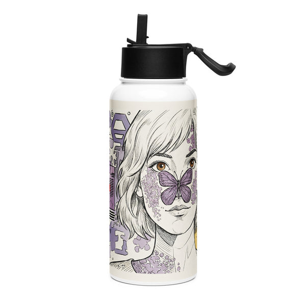 ILLTOCHILL Lupus awareness gift Stainless steel water bottle with a straw lid – Flat Left